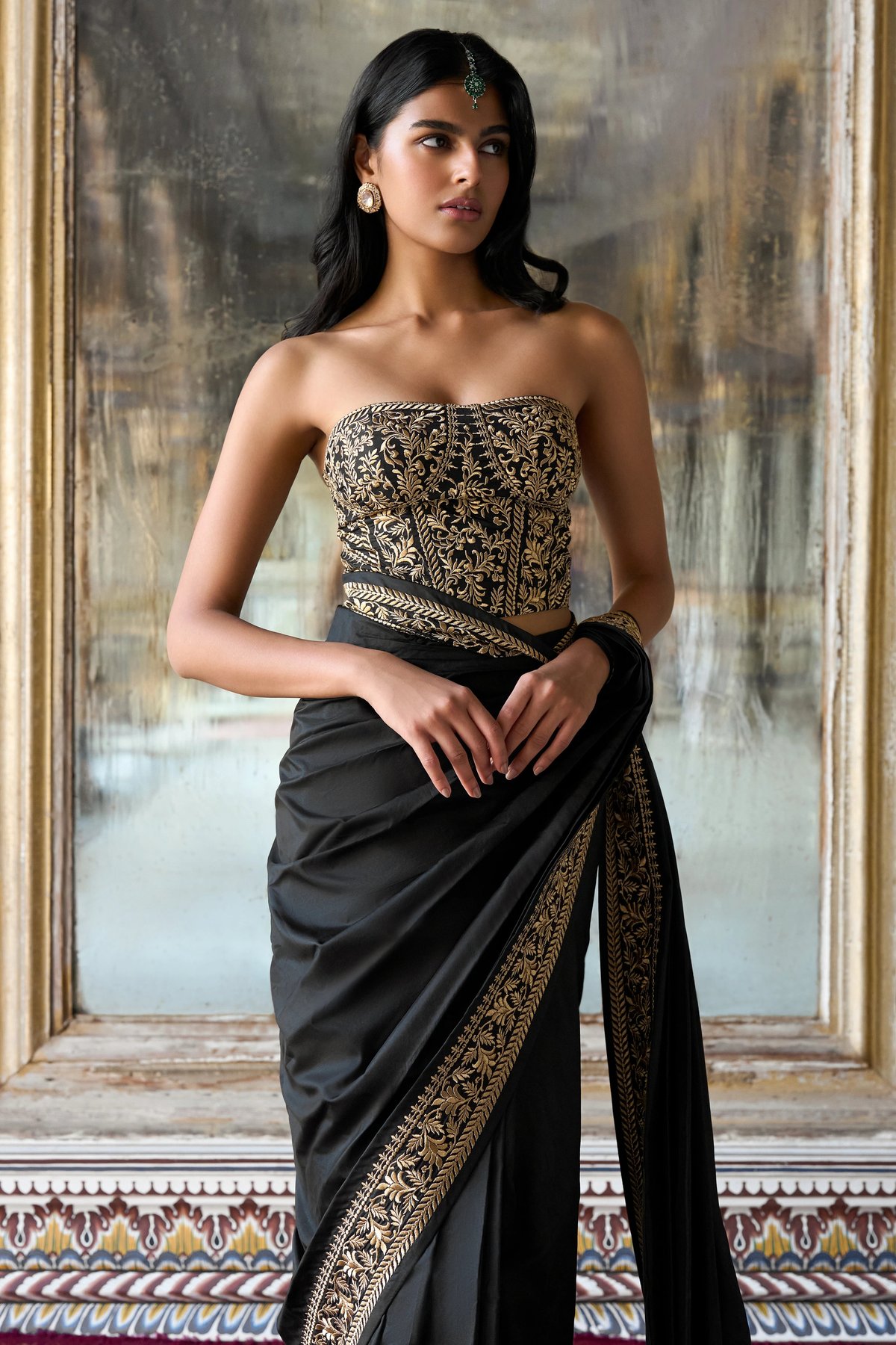 Metallic Thread Embroidered Bralette