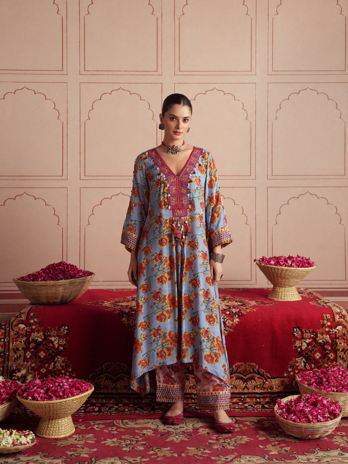 ROHA ASYMMETRICAL KURTA WITH PANT AND DUPATTA
