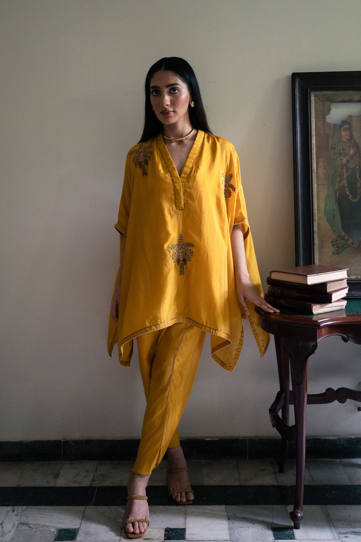 Golshan Tunic In Yellow With Yellow Nandini Dhoti Pant
