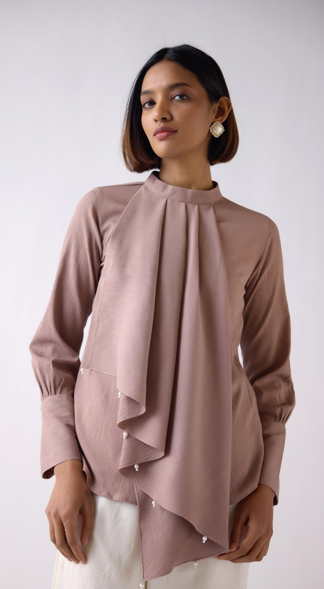 Mouse Crushed Cotton Ruffle Shirt