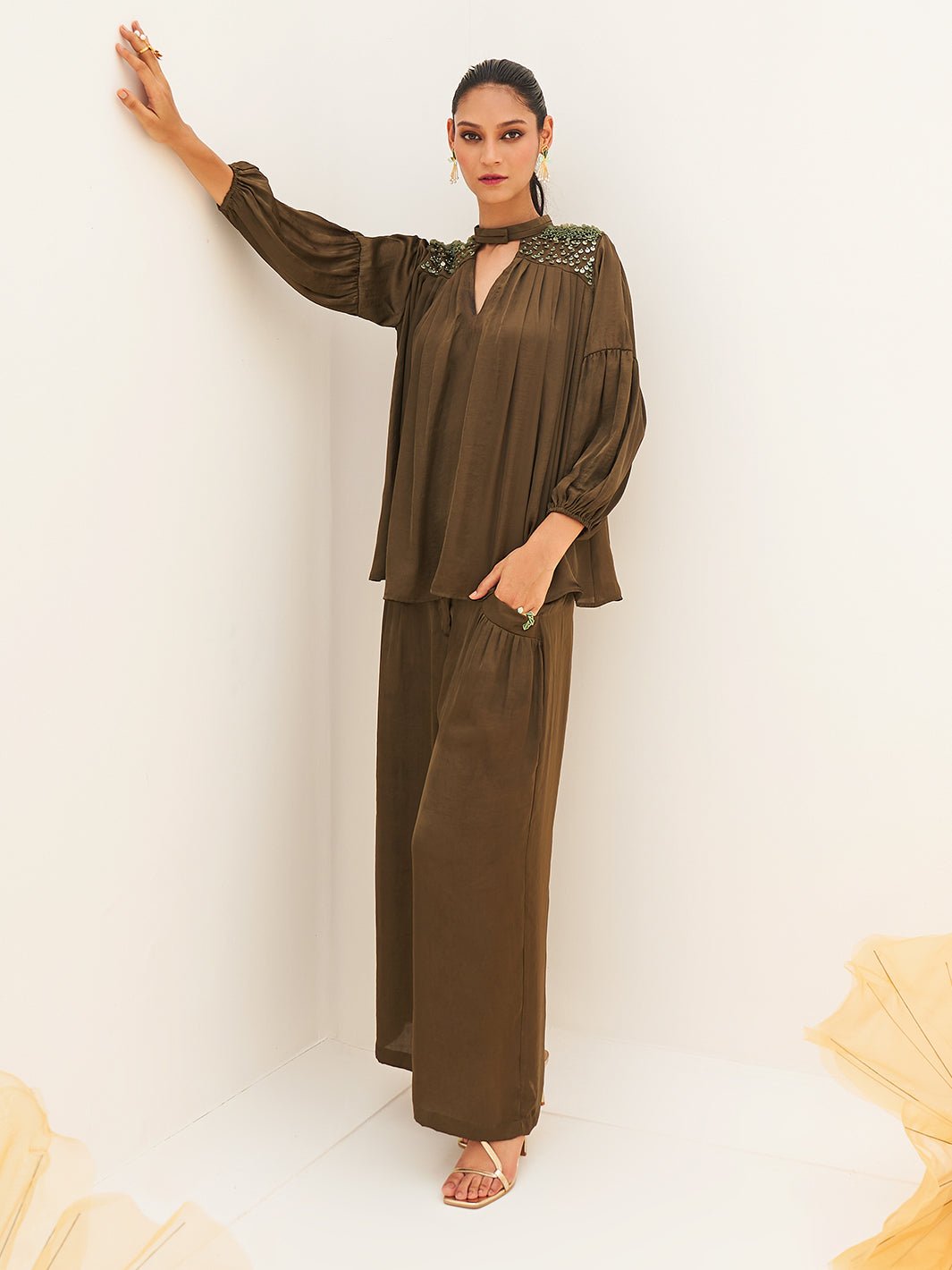 Celestial Dreams Embroidered Top And Pant Co-Ord Set