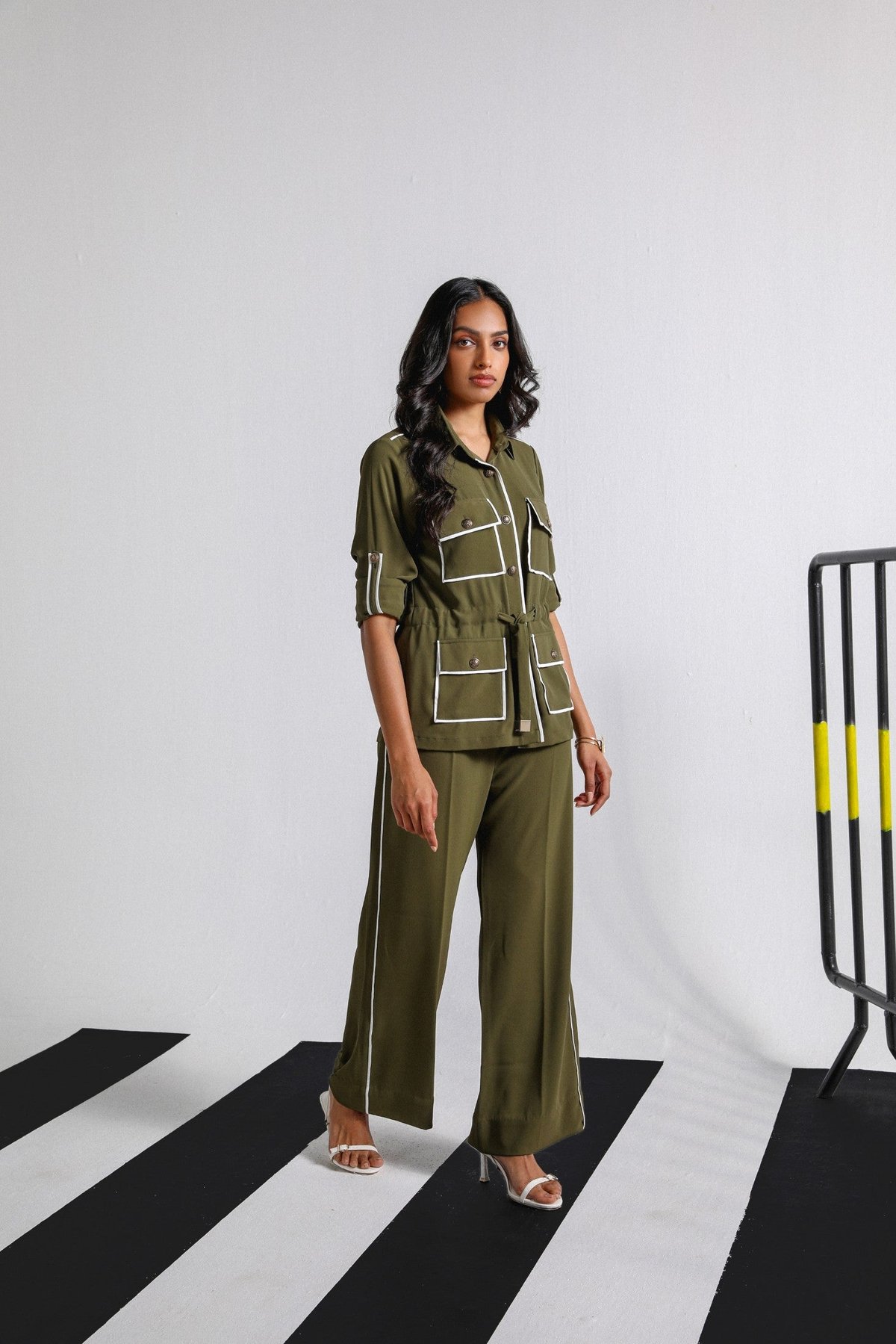 Olive Green Italian Twill Shirt and Pants Co-ord Set