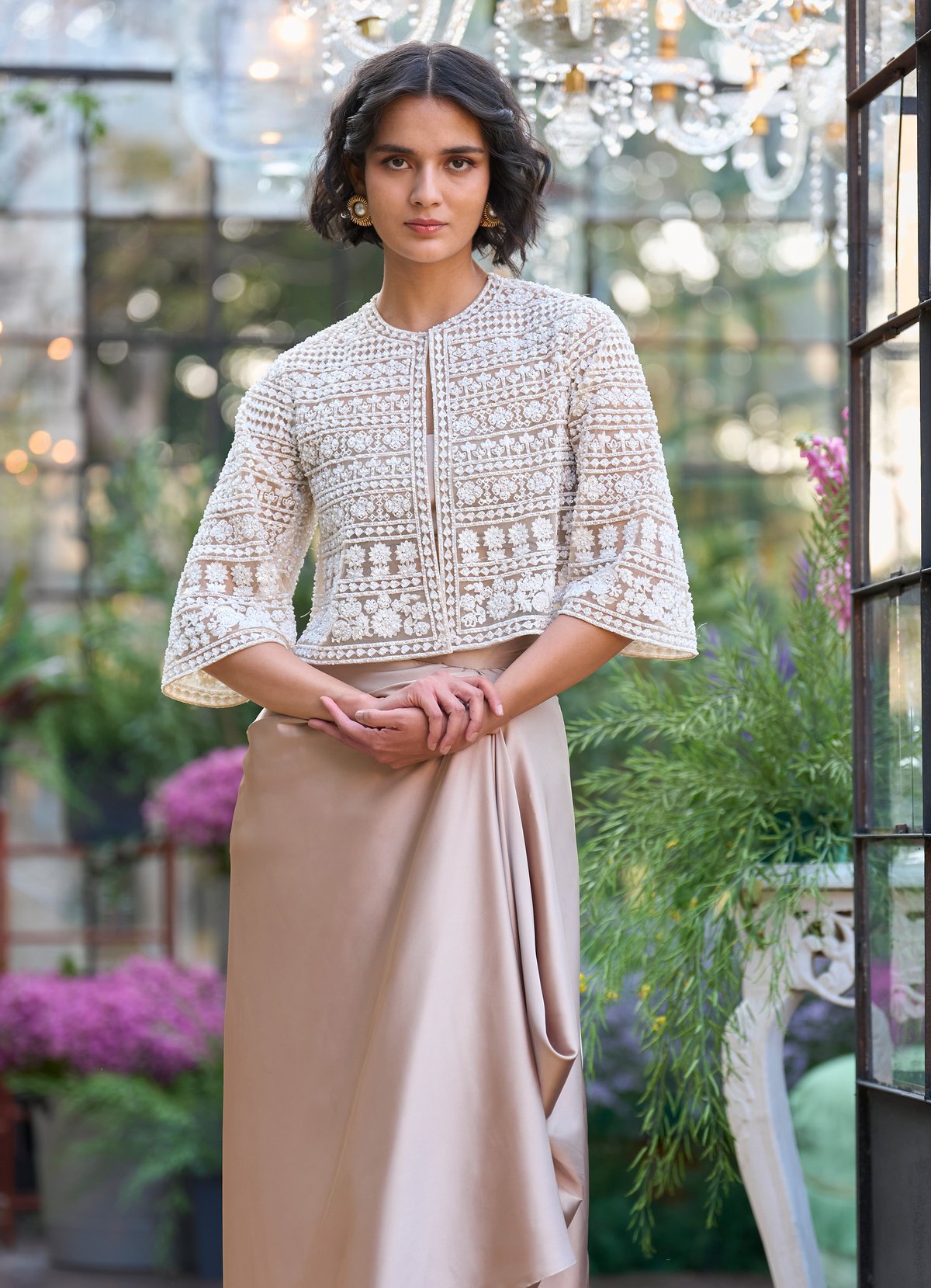 Pearl & Sequin Cape Blouse