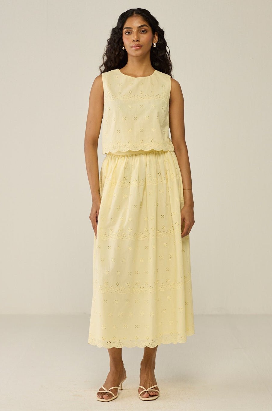 Yellow Crop Top And Maxi Skirt Co-ord