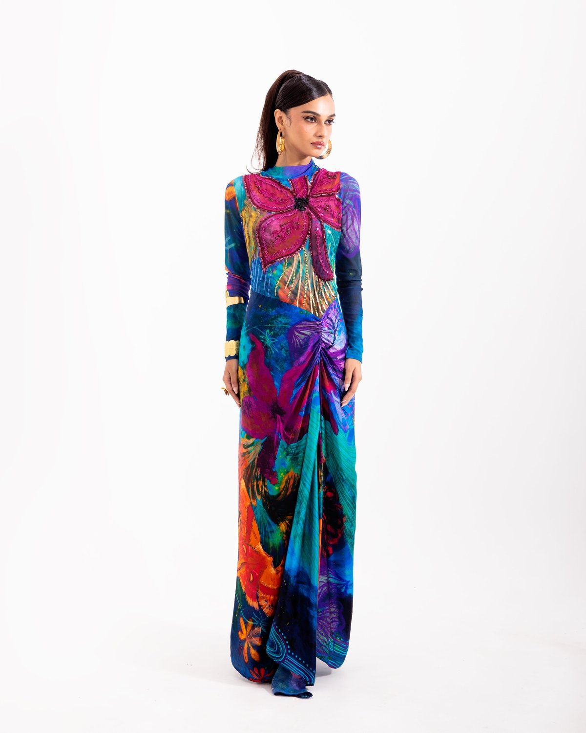 Blue Nightforest Draped Dress