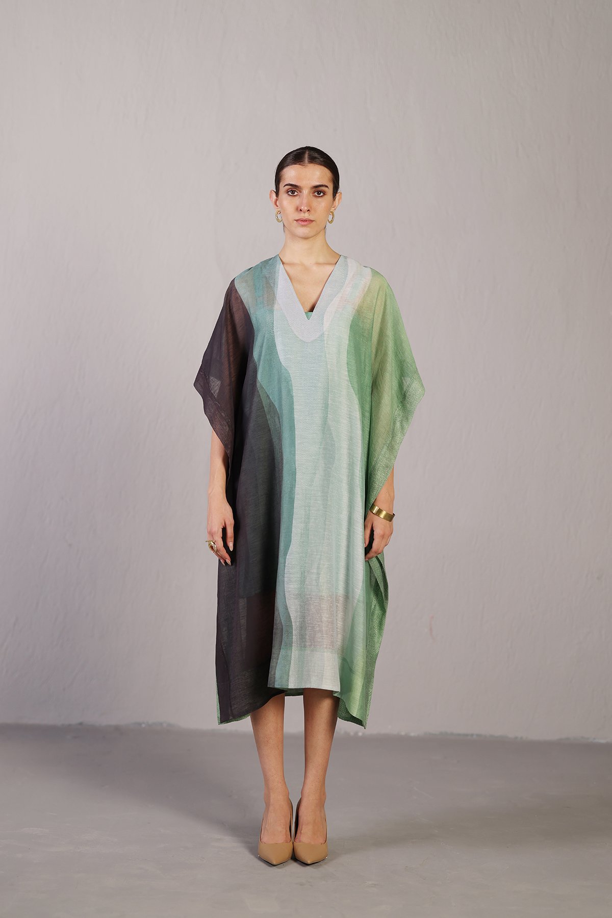Ripple Black & Cool Green Dress