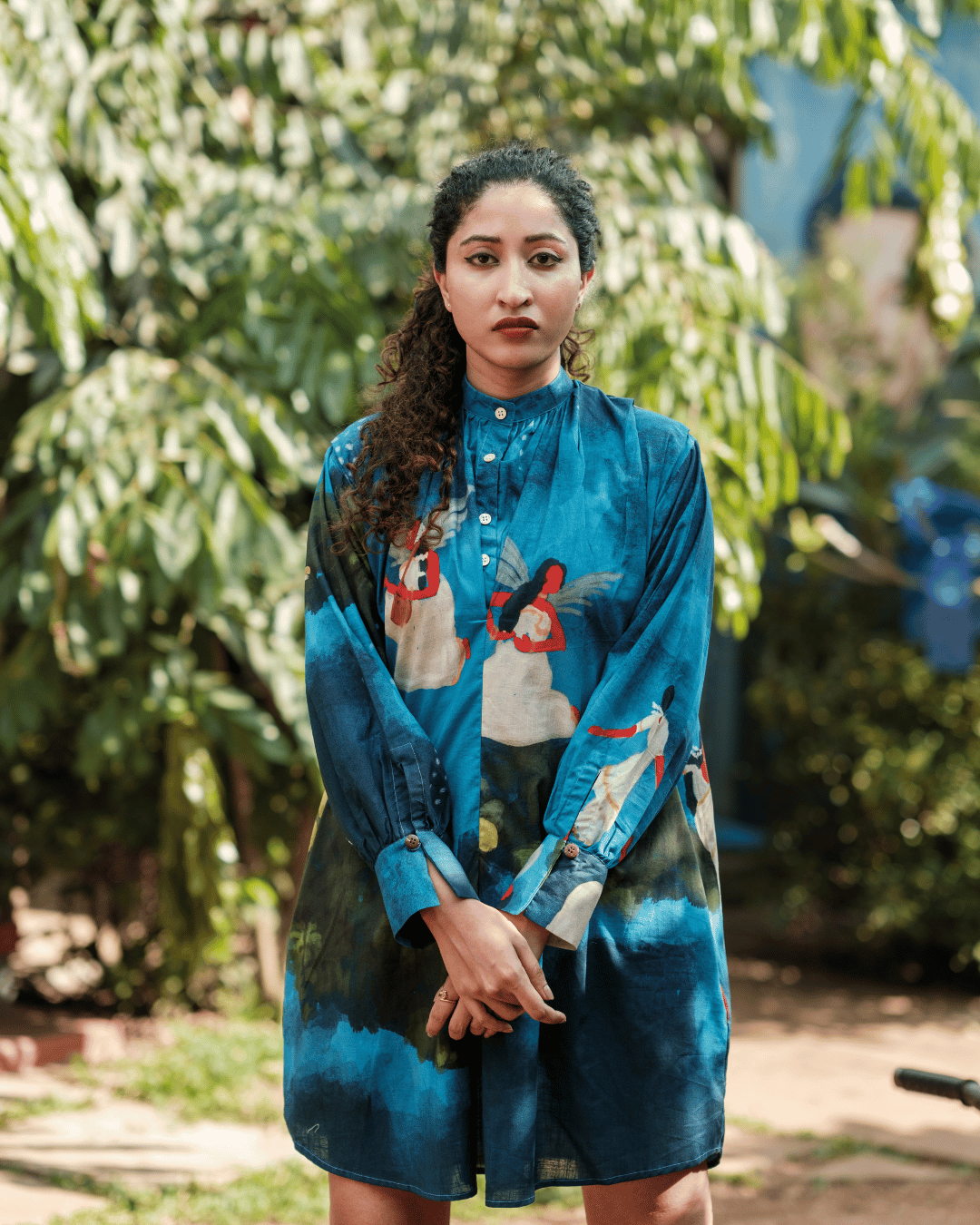 Maaya Blue Pleated Dress