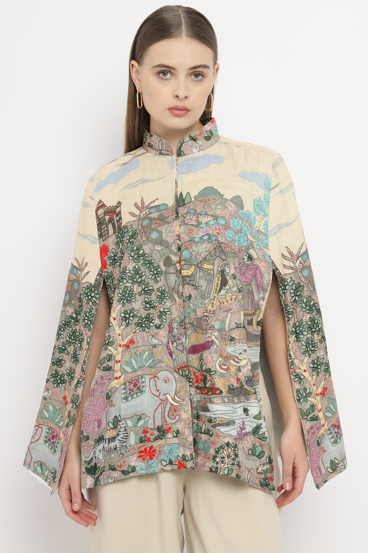Beige Cloud Jungle Cape