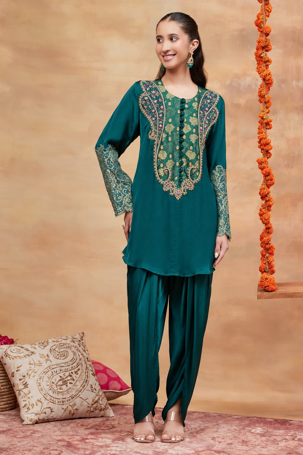 Rewa Hand Embroidered Banarasi Dhoti set