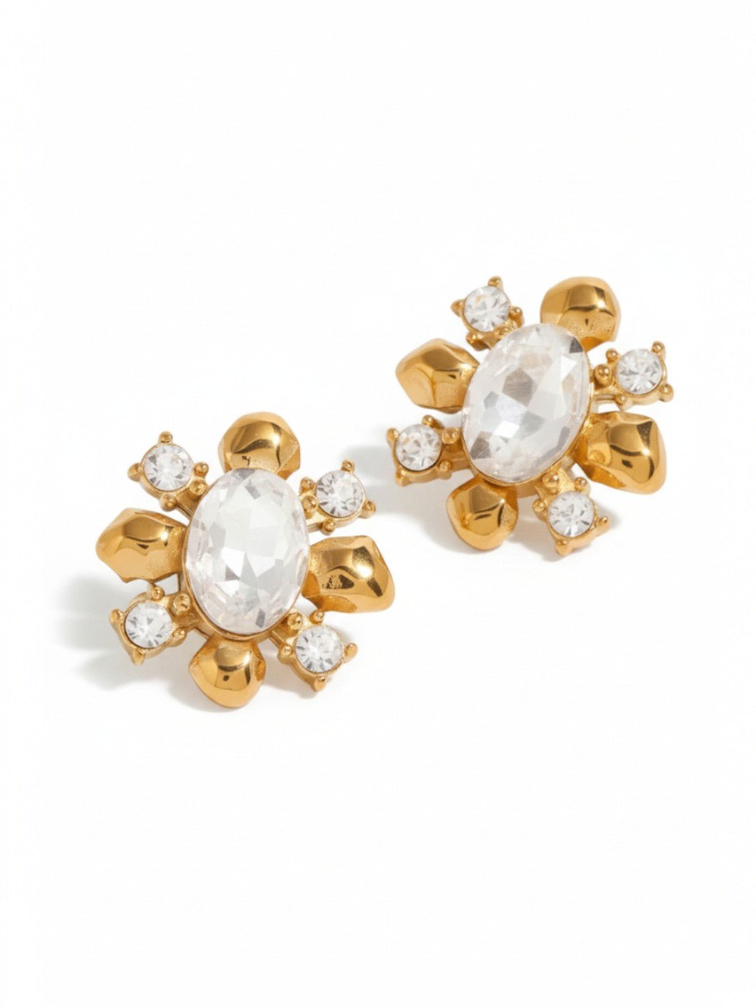 Rhombic Oval Big Cubic Zircon Stud Earring