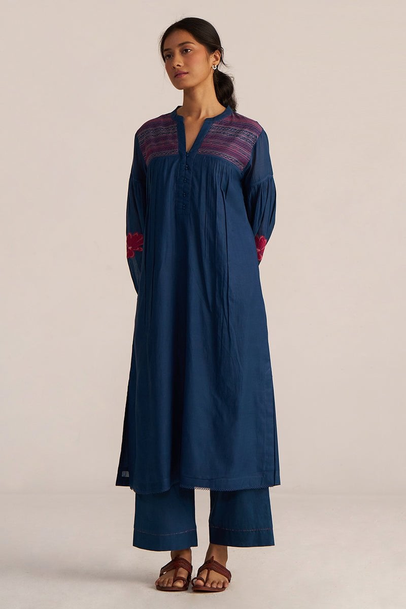 Blue A-Line Kurta and Palazzo Co-ord Set
