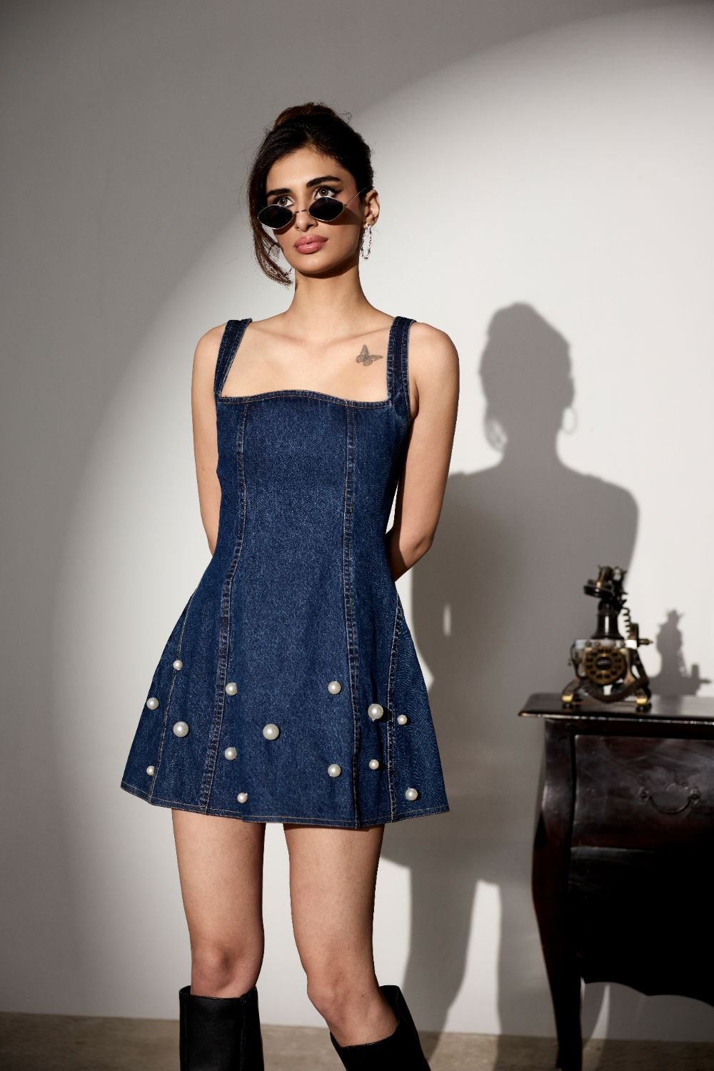 Jenny Pearl Denim Mini Dress