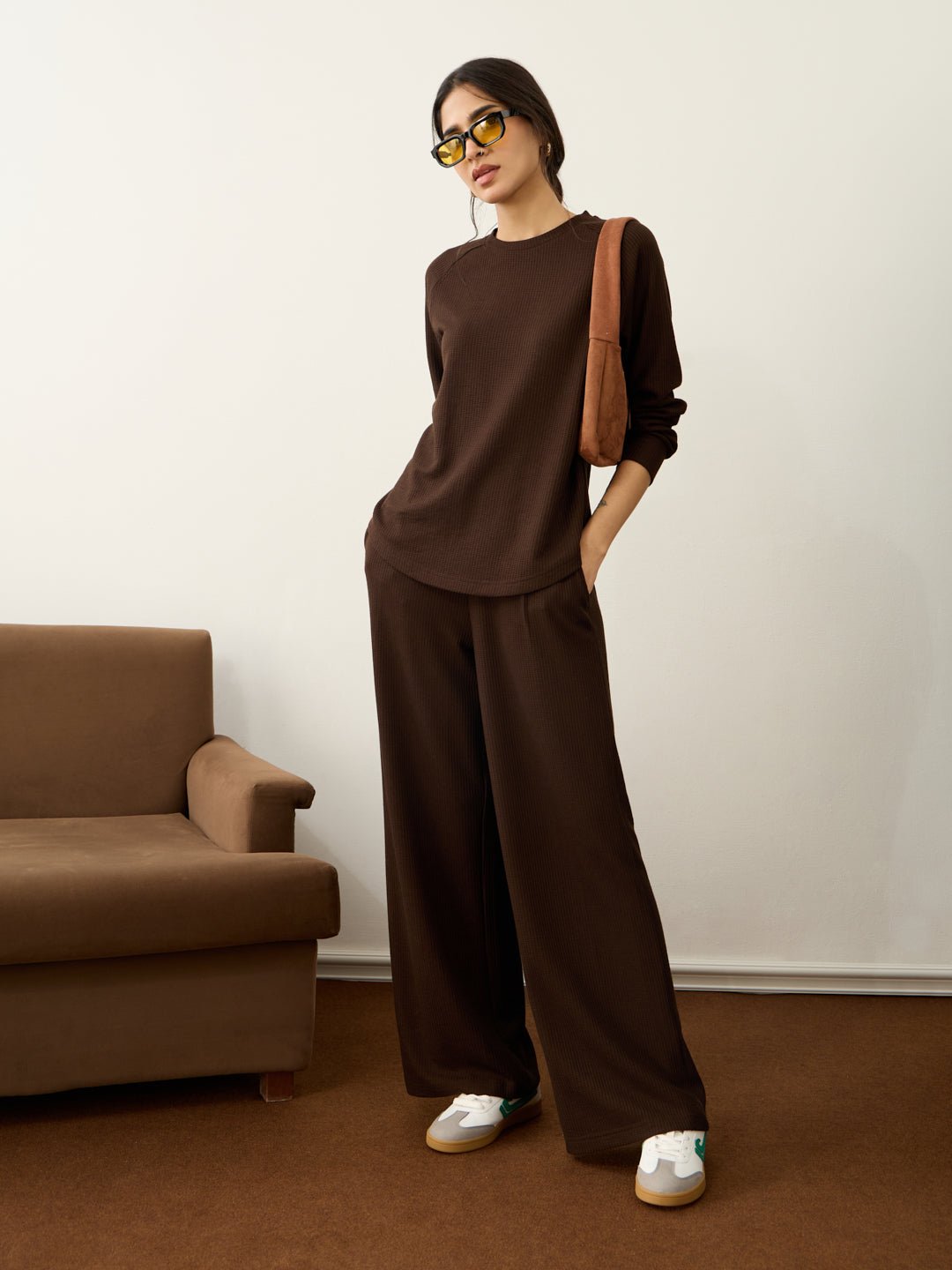 Waffle Crew Neck Co-Ord Set