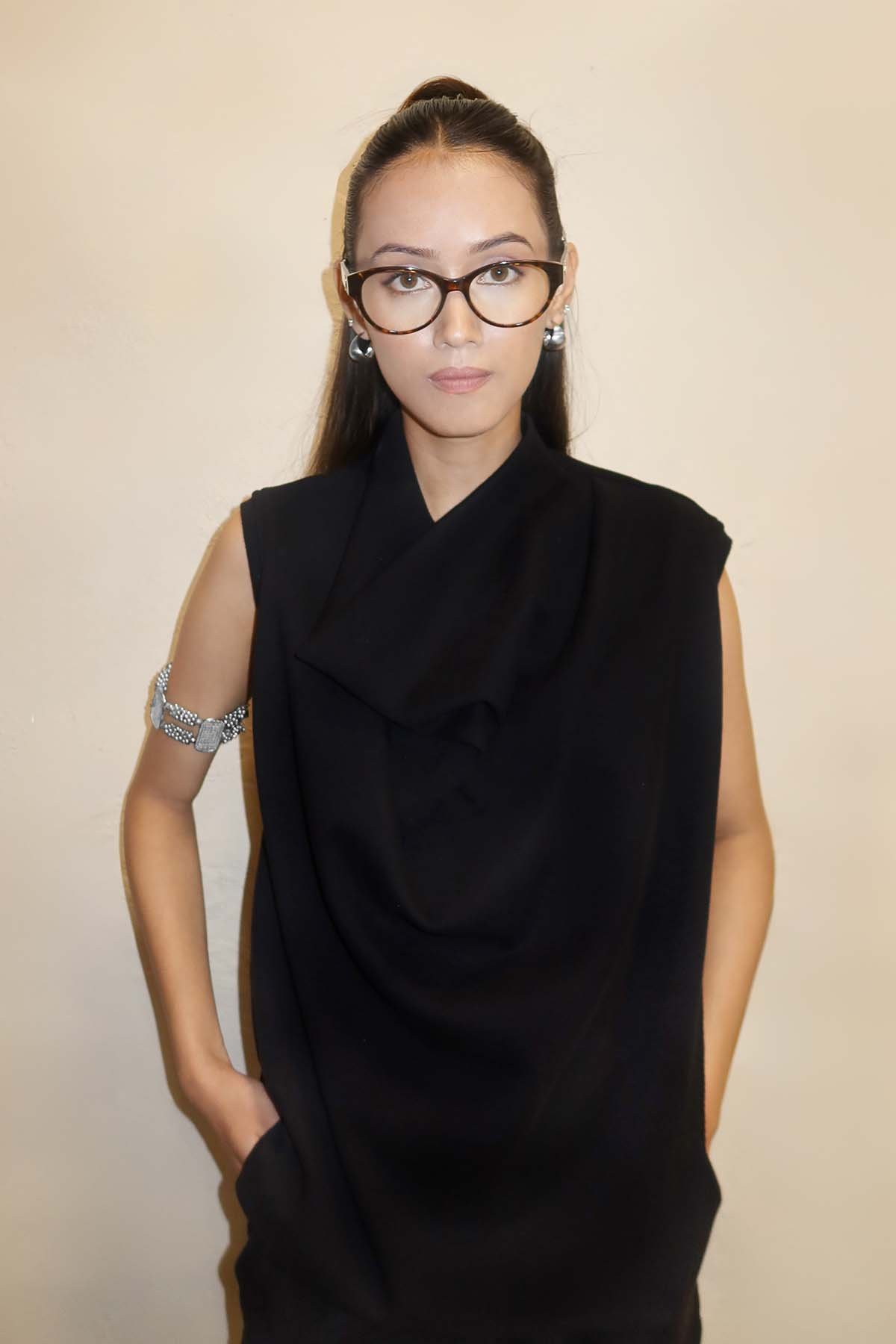 Black Cowl Neck Co-ord Set with Wide-Leg Pants