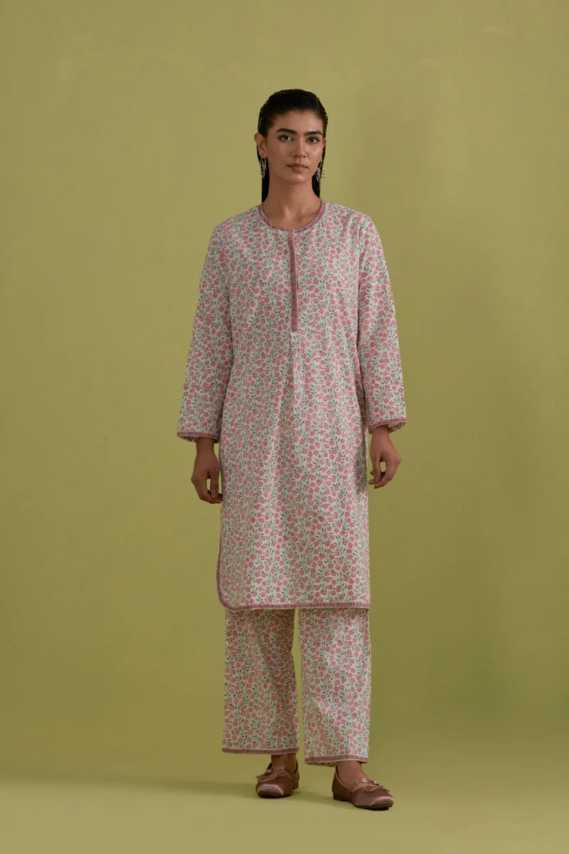 Off White Cotton Short Kurta
