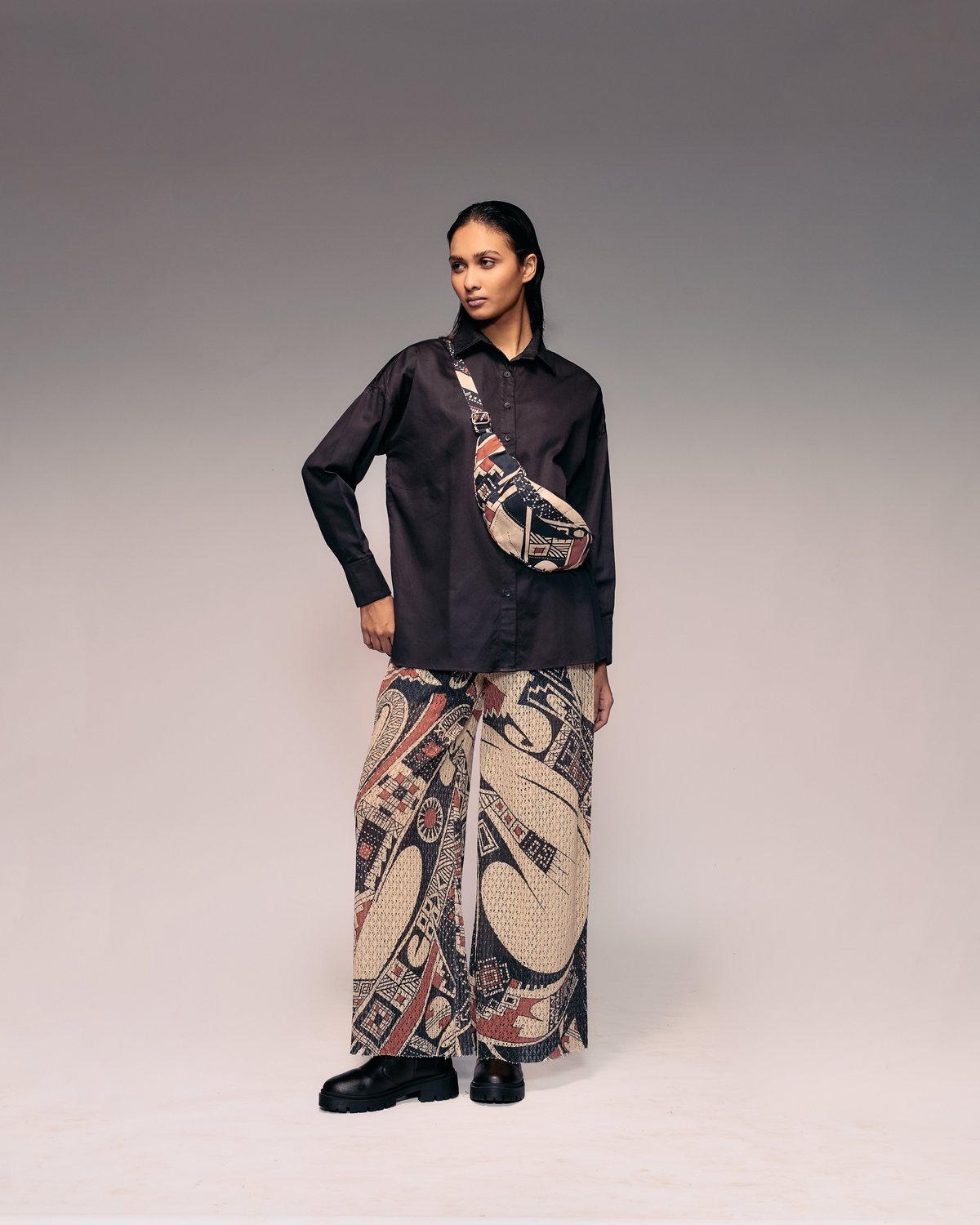 Print Cotton Net Pants