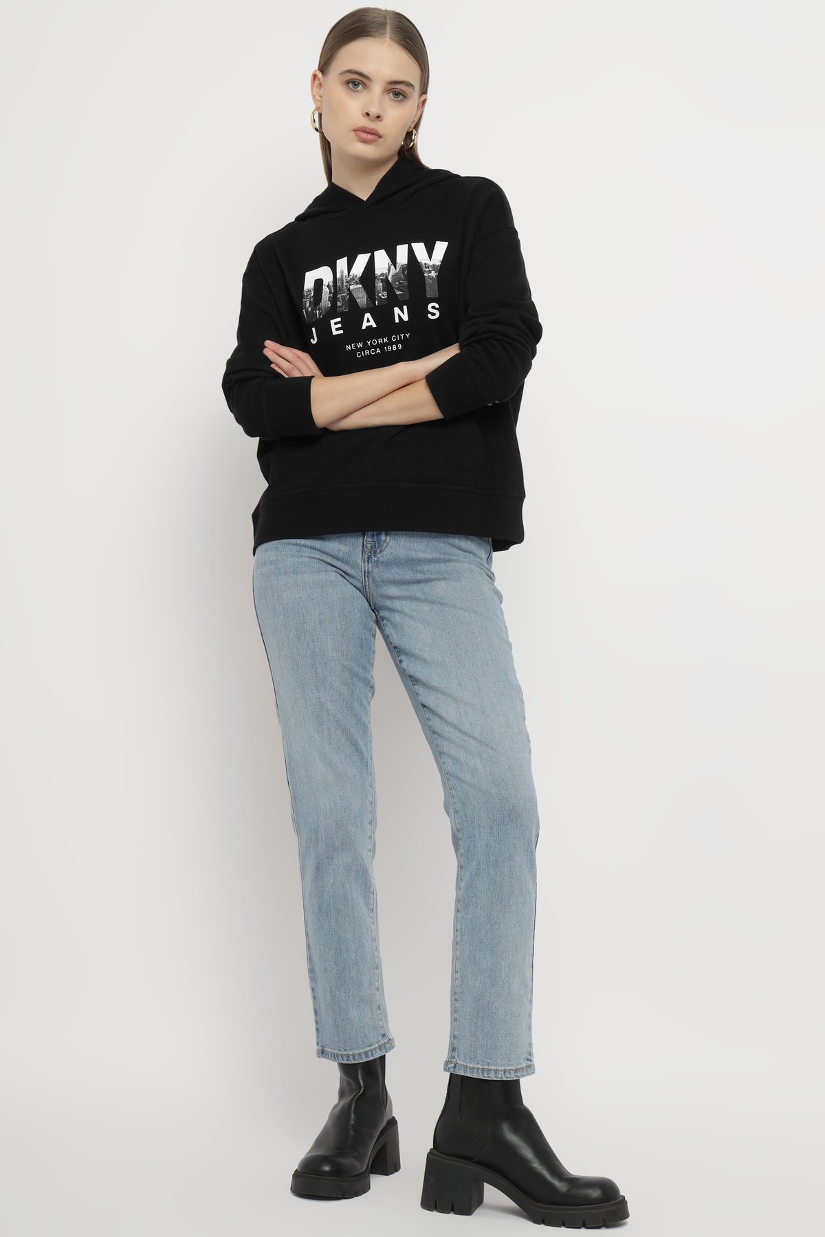 Black Graphic Pullover Hoodie Sweatshirt
