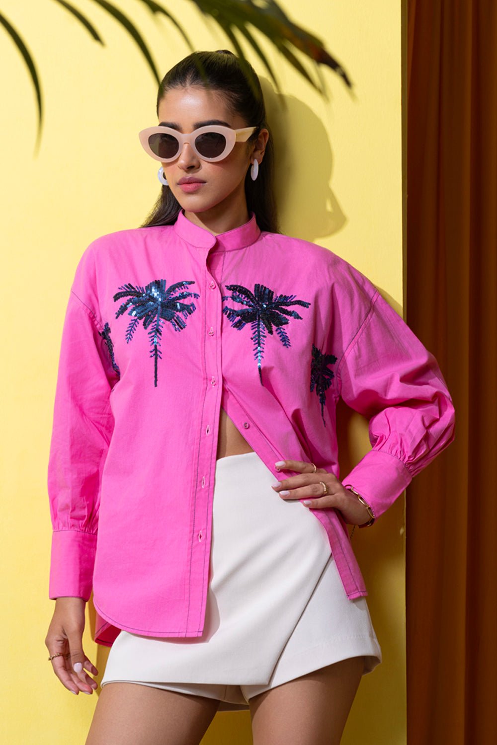 Pink Cotton Poplin Shirt and Pants Co-ord Set