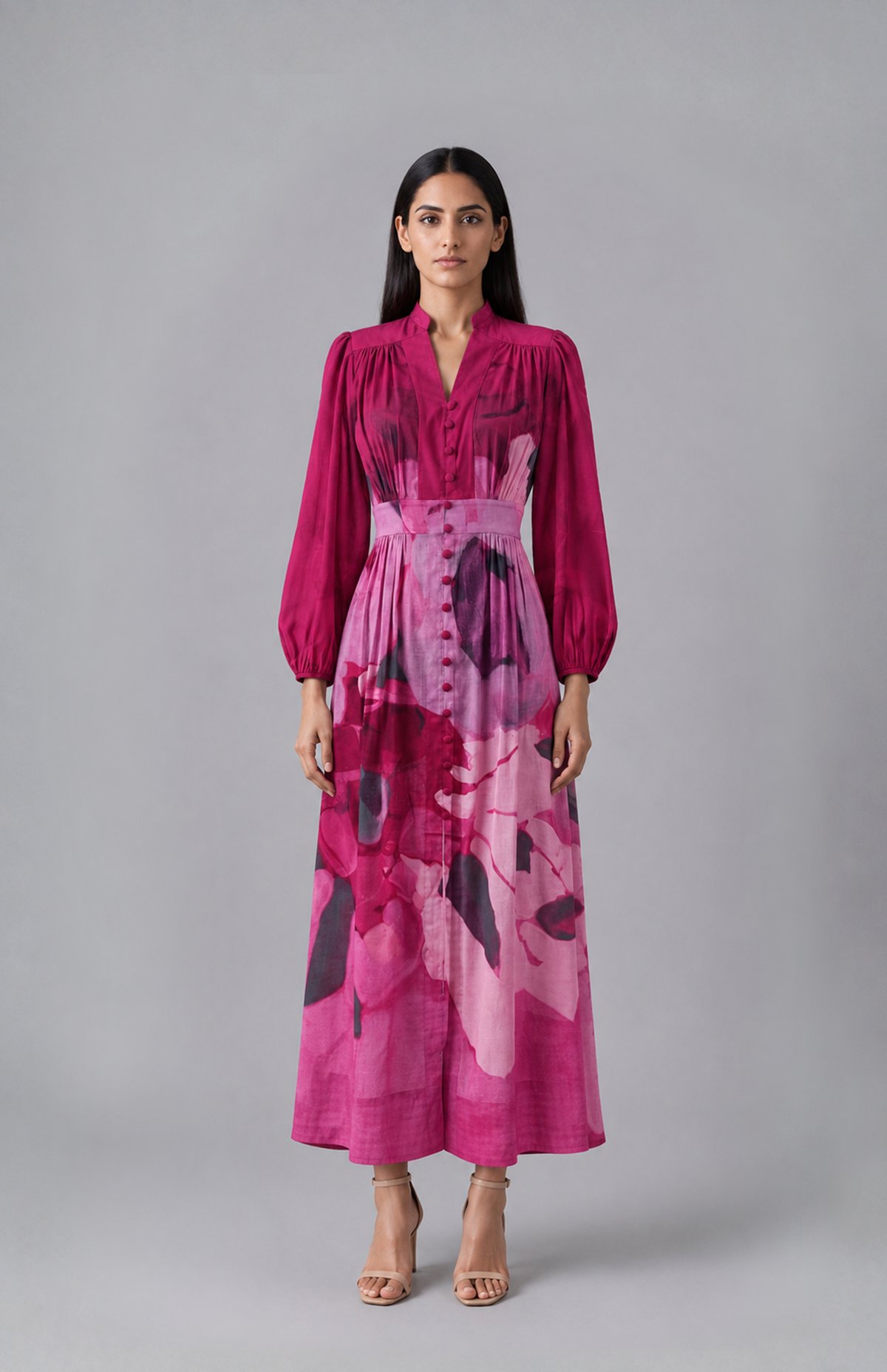 Vela Gathered Midi Dress