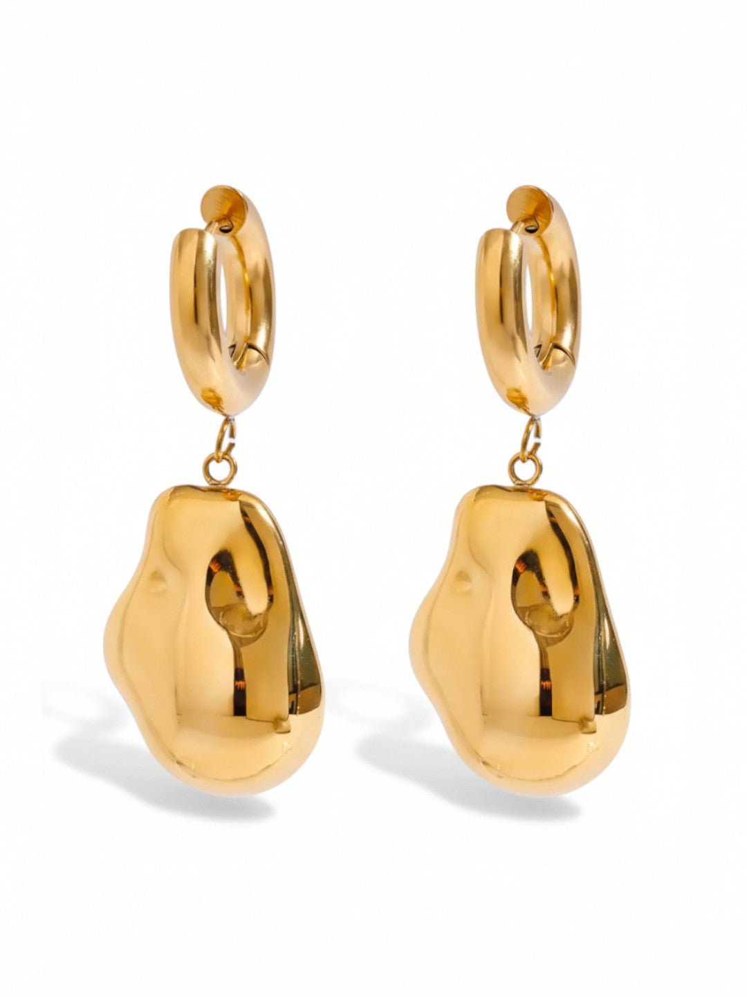 Simple Special Shaped Steel Bead Pendant Earrings