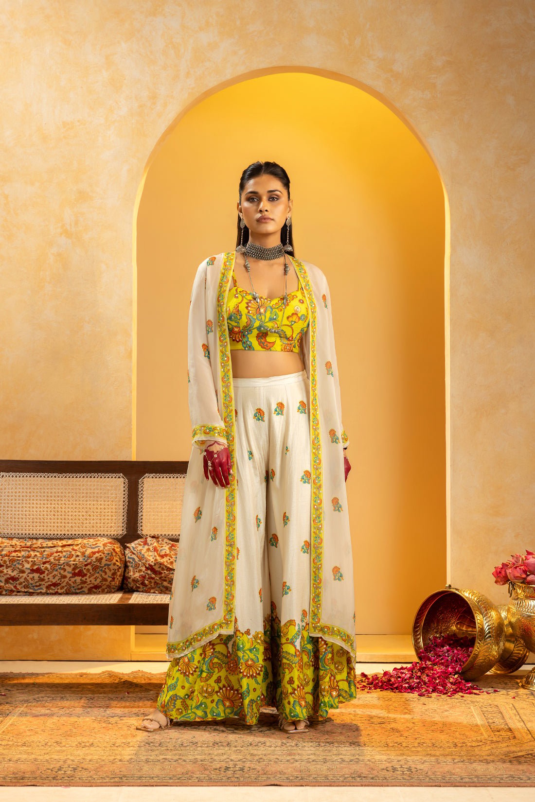 Yellow/Off White Kurta Set
