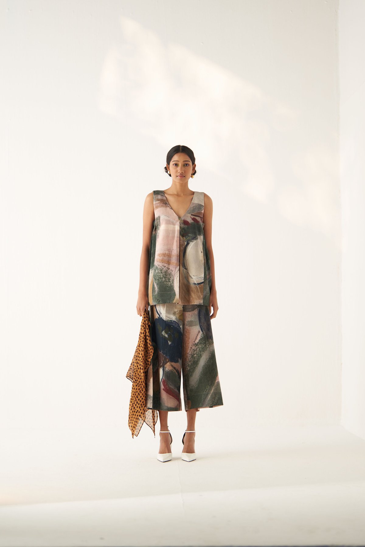 Multicolor Abstract Print Cotton Poplin Culottes