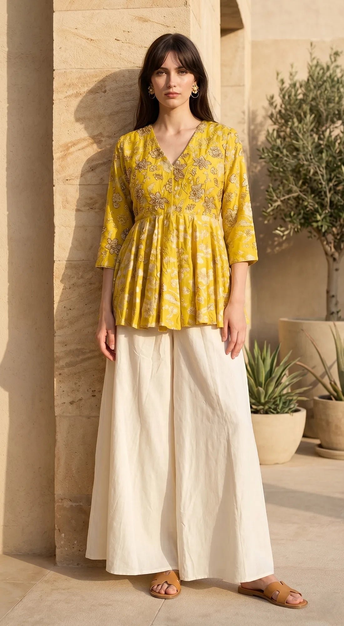 Embroidered Ruffle Co-Ord Set