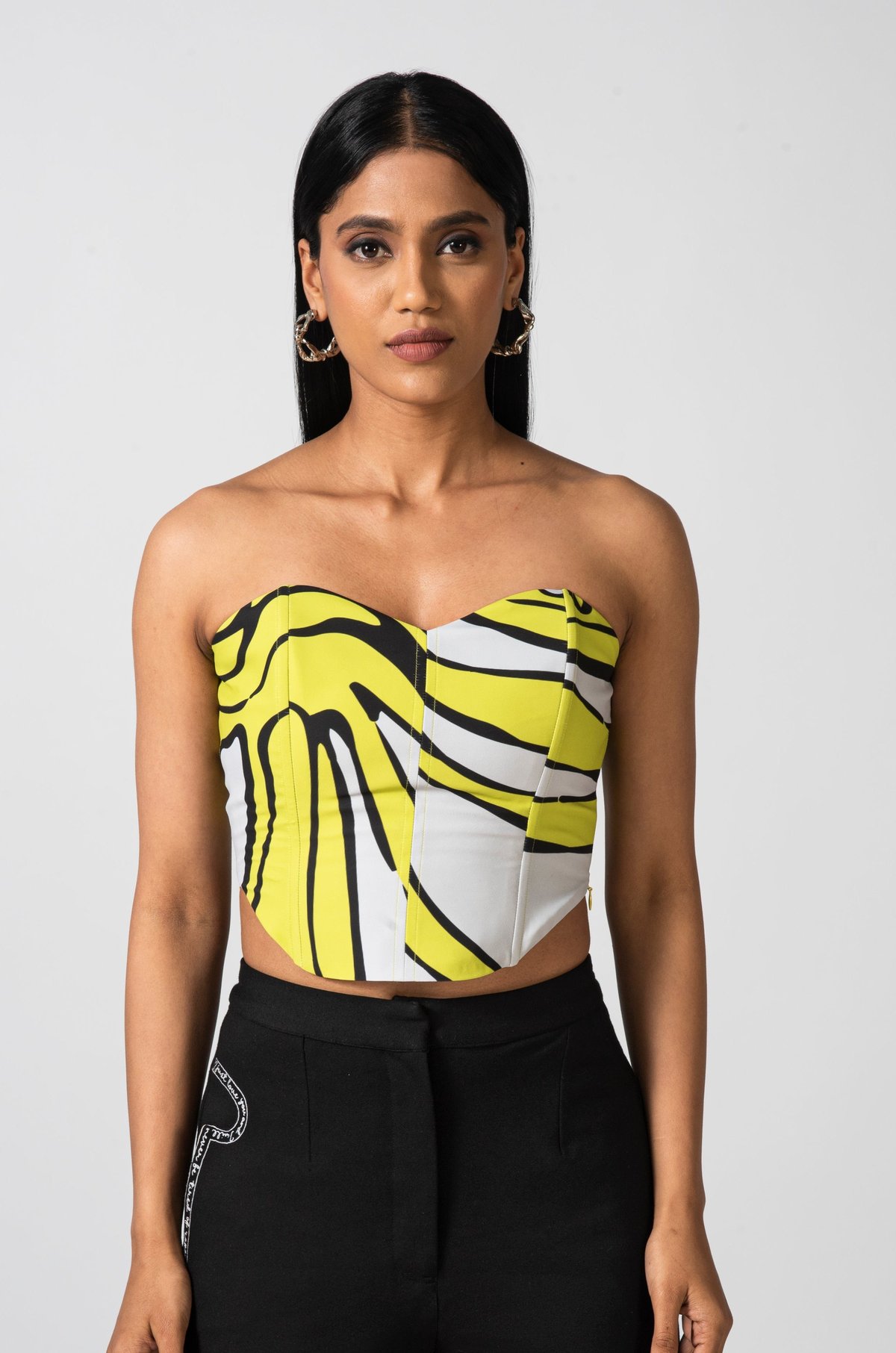 Multicolor Neon Graphic Sweetheart Corset Top
