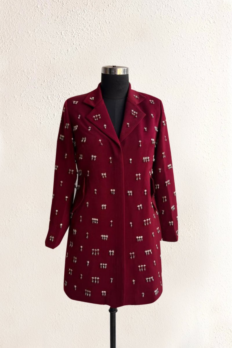 Plum Star-Embellished Blazer Mini Dress