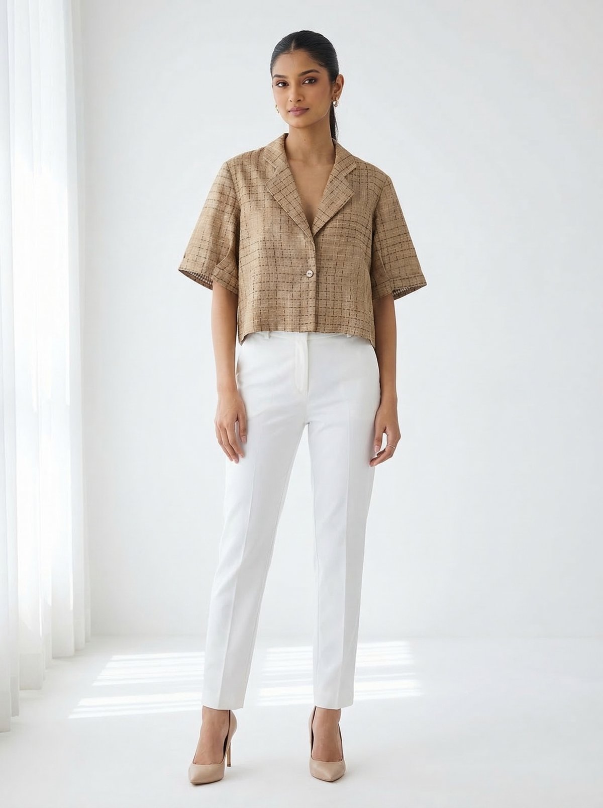 Beige Cropped Jacket