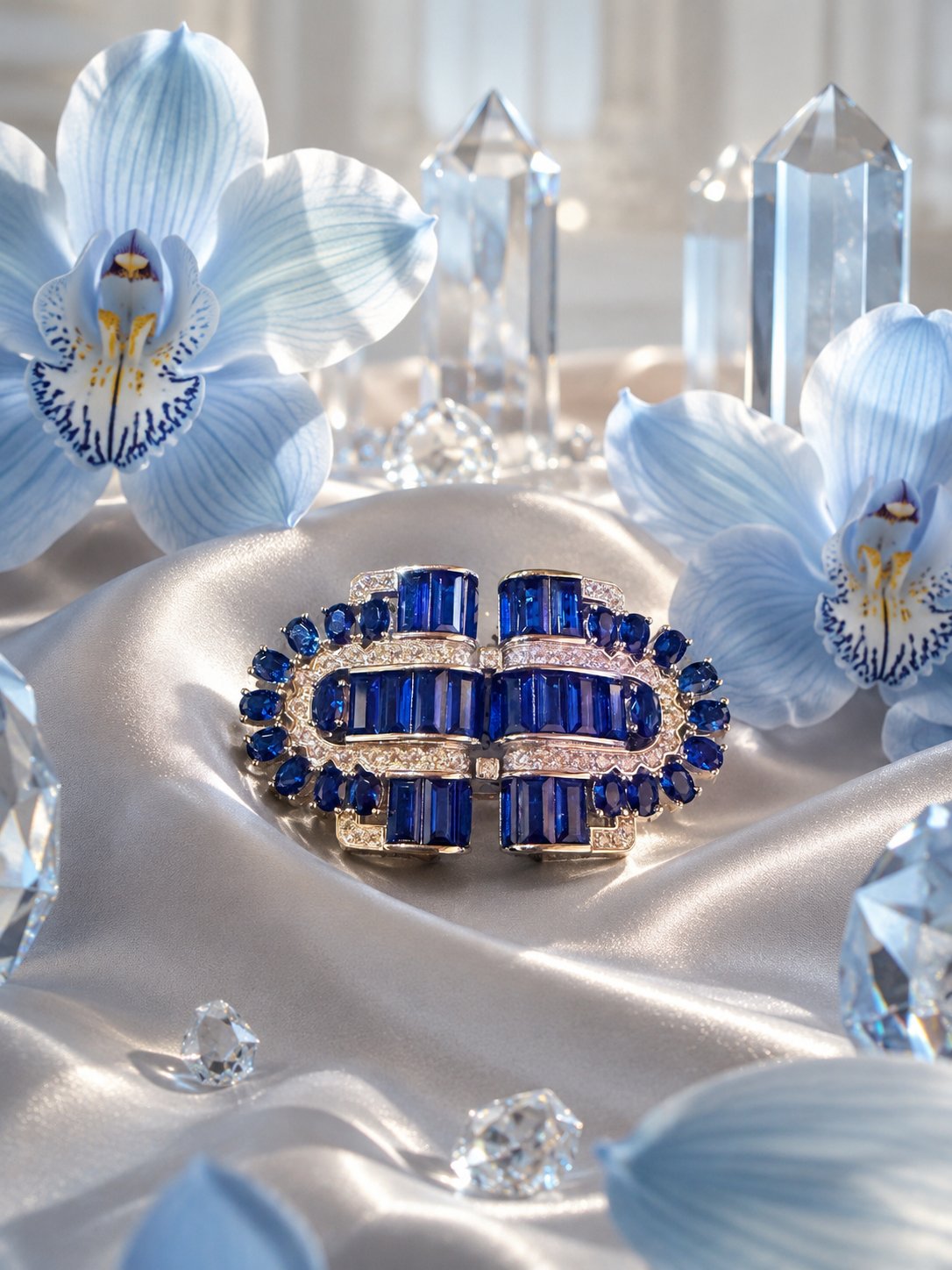 Sapphire Royale Statement Brooch cum Collar Pin