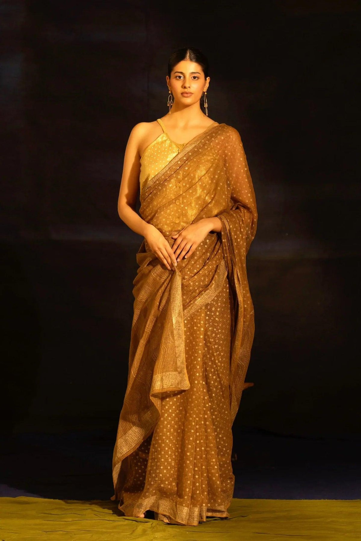 Illume Rivet Brown Saree