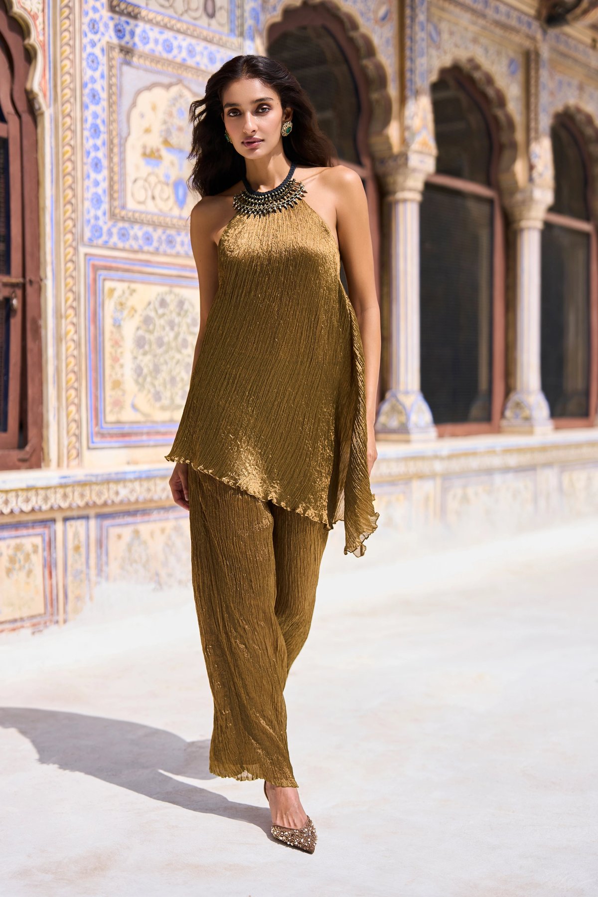 Tribal Halter Tissue Top & Relaxed Fit Pant