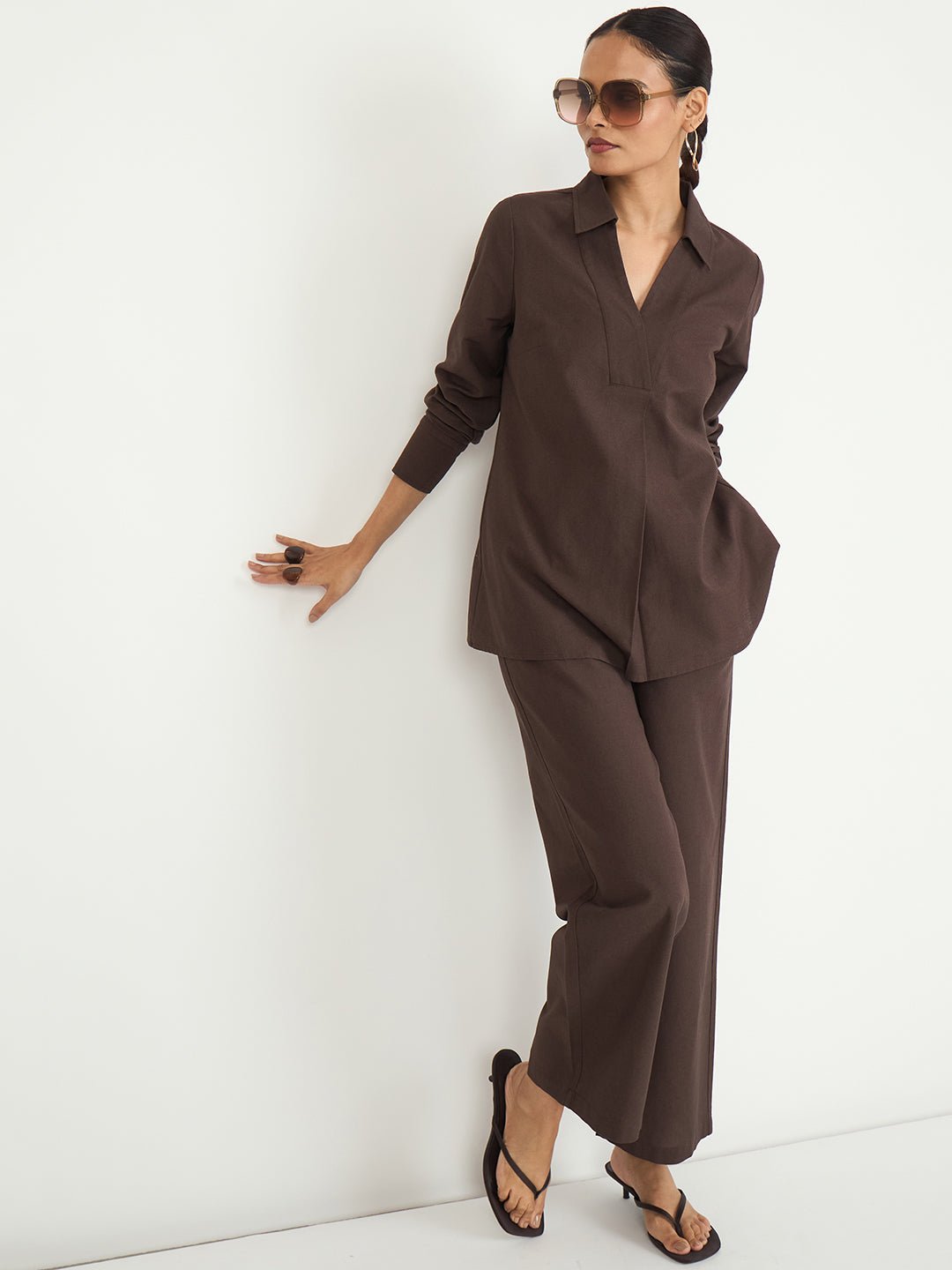 LinenLite Mocha Straight Pants