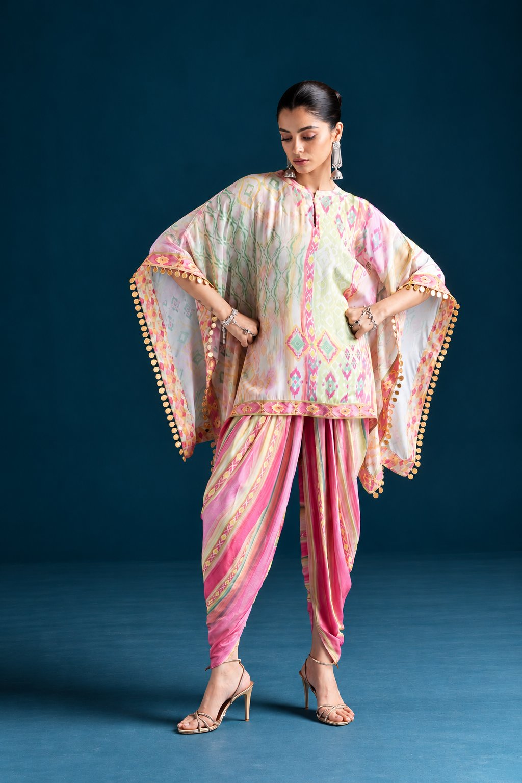 Mehr Ikat-Inspired Kaftan & Dhoti Co-ord Set