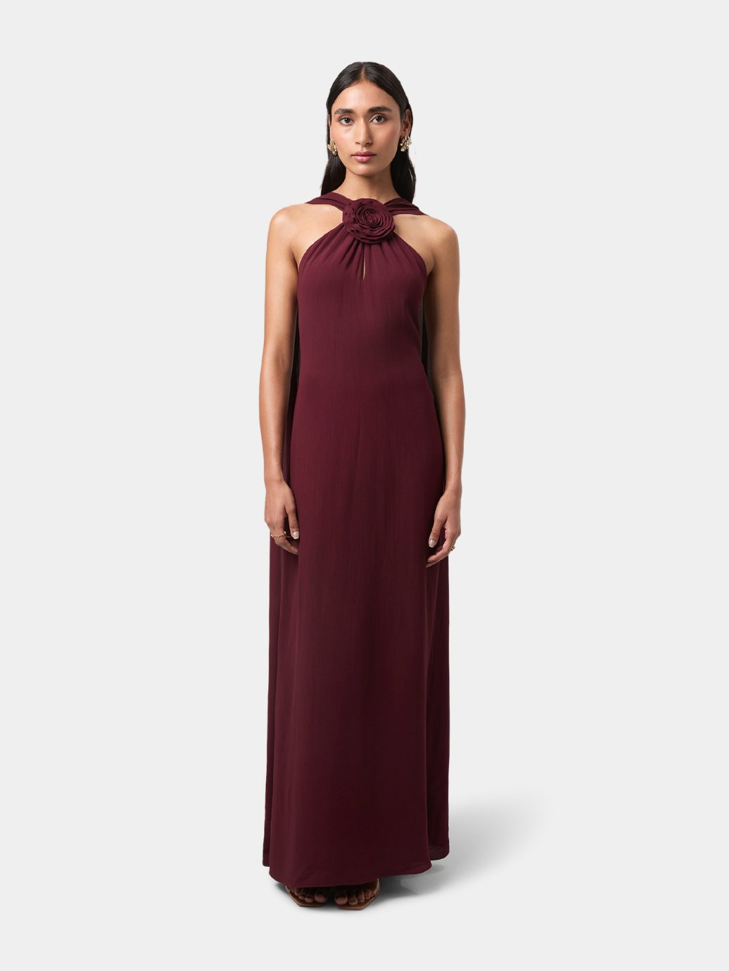 Rosette Halter Maxi Gown
