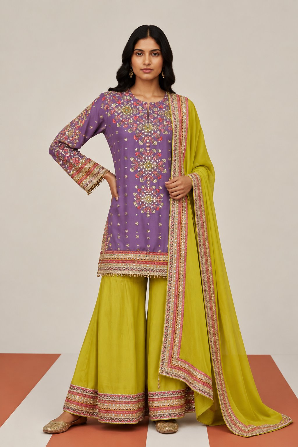 Shararas & Kurta Crepe Set