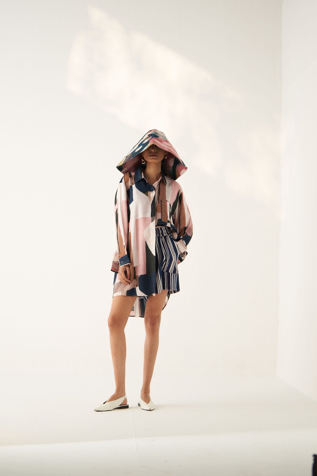 Multicolor Abstract Print Anti-Fit Longline Shirt