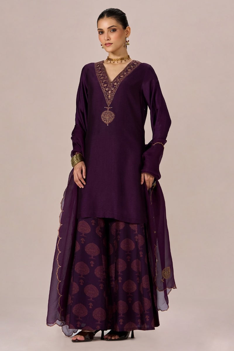 Crown Jewel Purple Festive Kurta Set