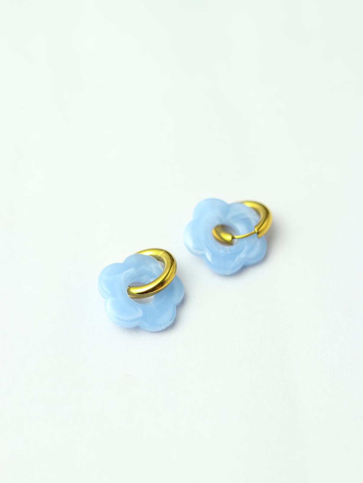 Blue Flower hoops