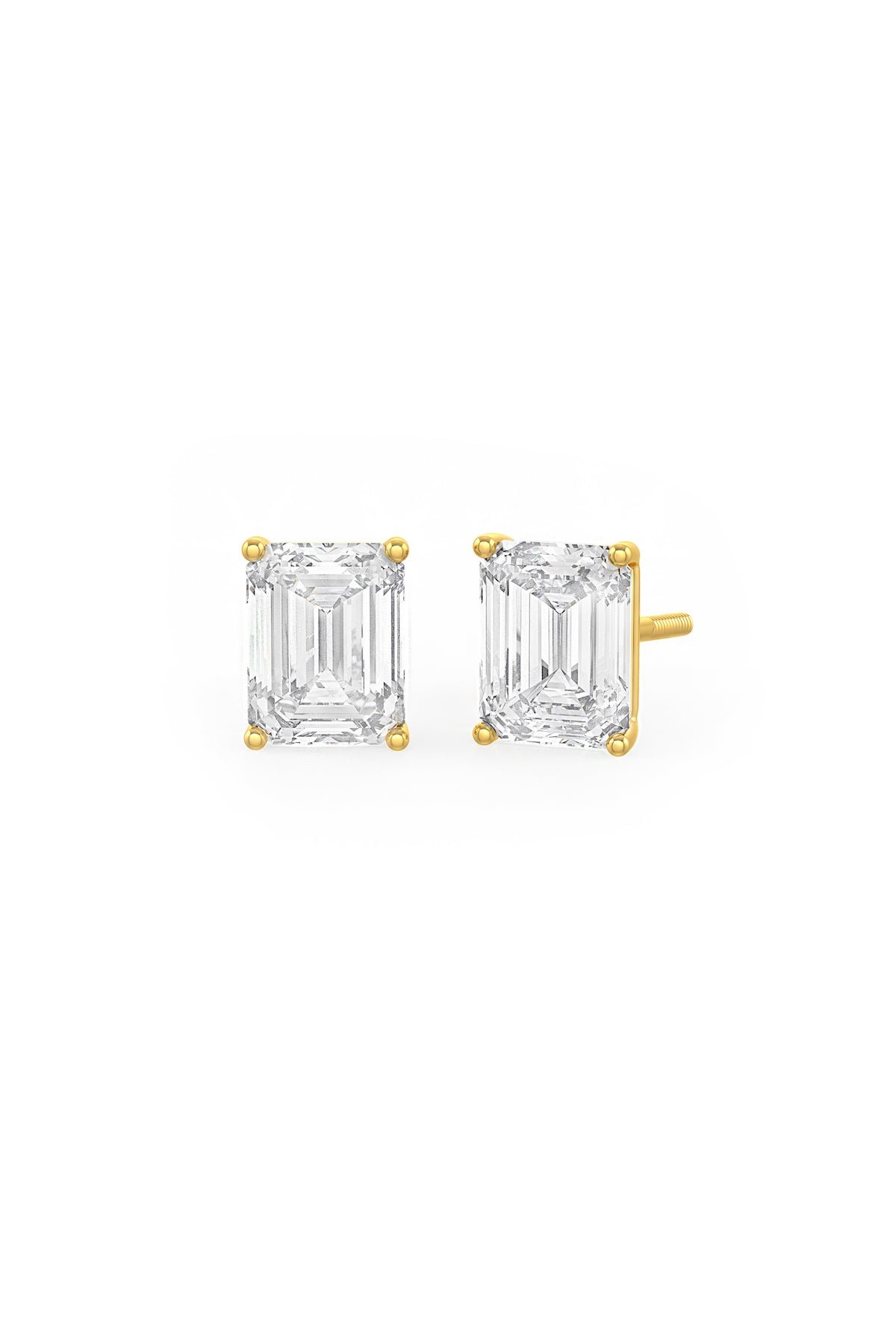 Emerald Cut Solitaire Earrings Purple