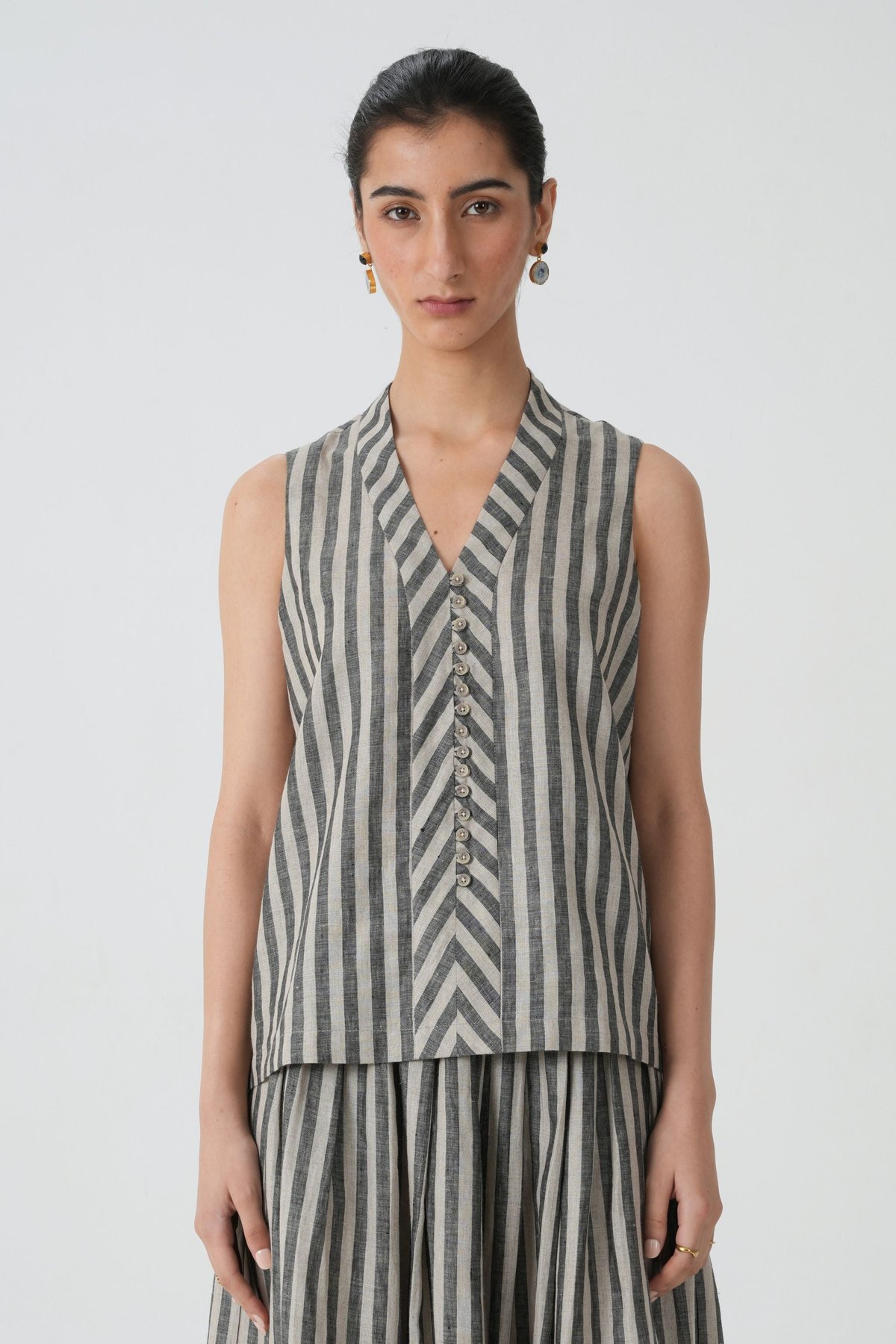 Iki Striped Linen Top
