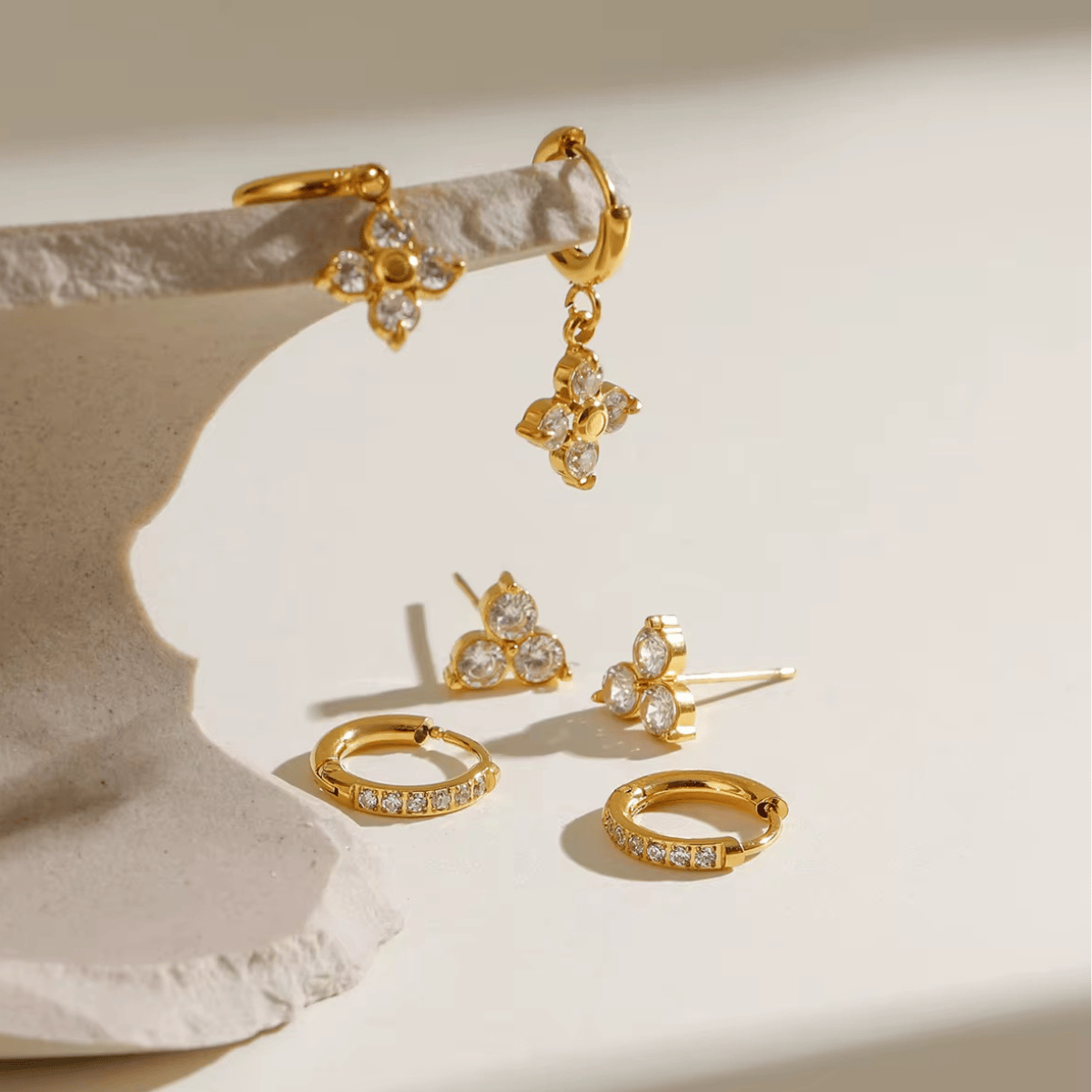 Flower and Golden Hoops Earrings, Liana