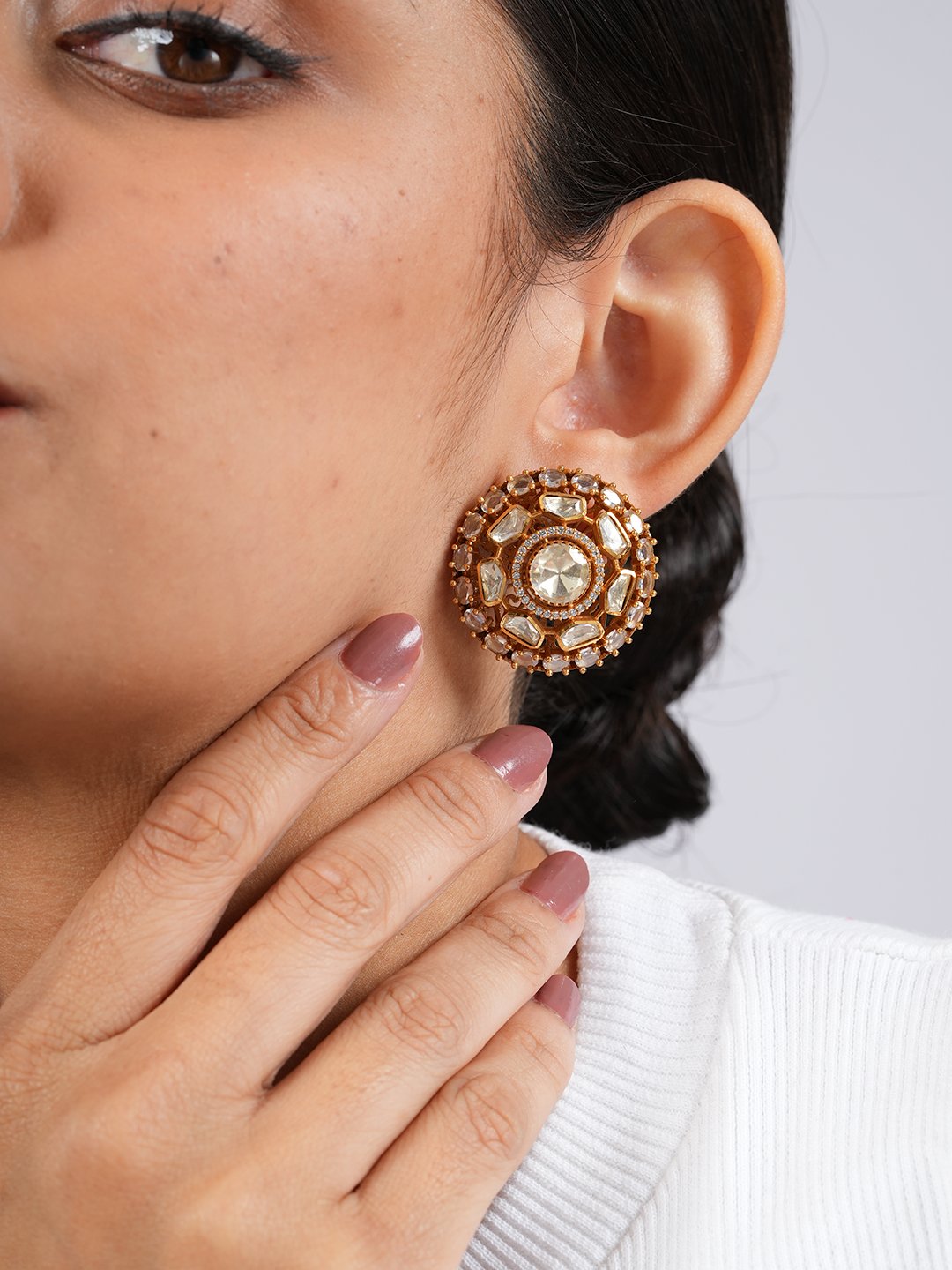 Noir Polki Stud Earrings