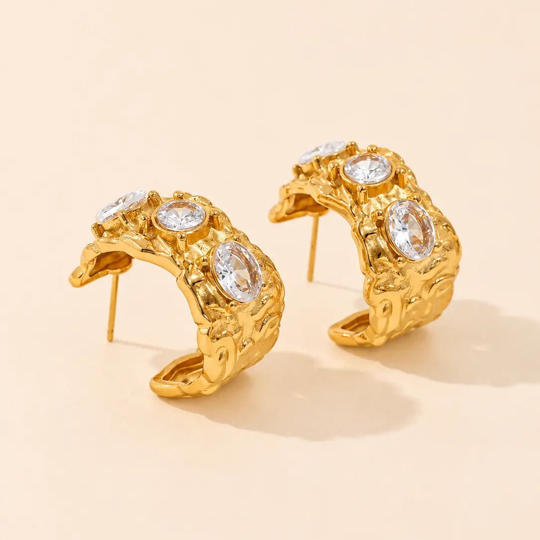 Sculpted Crystal Hoops