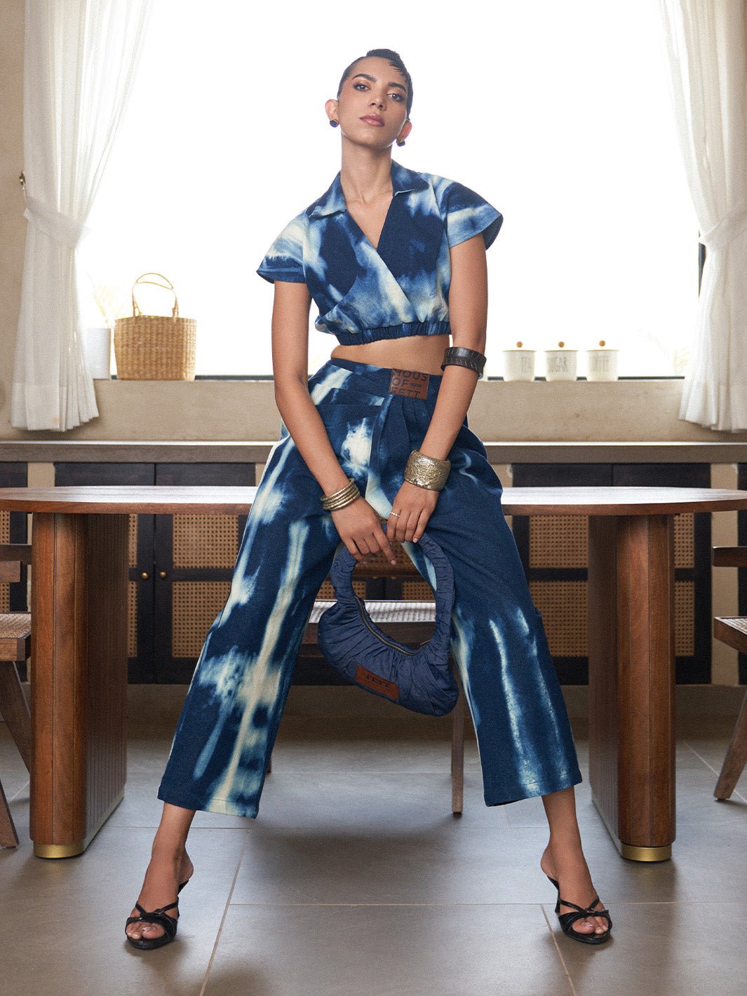 Indigo Tie Dye Denim Draped Pant