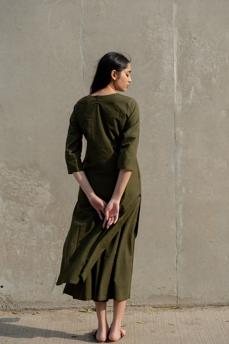 Olive Cotton Kurta and Culotte Co-ord Set