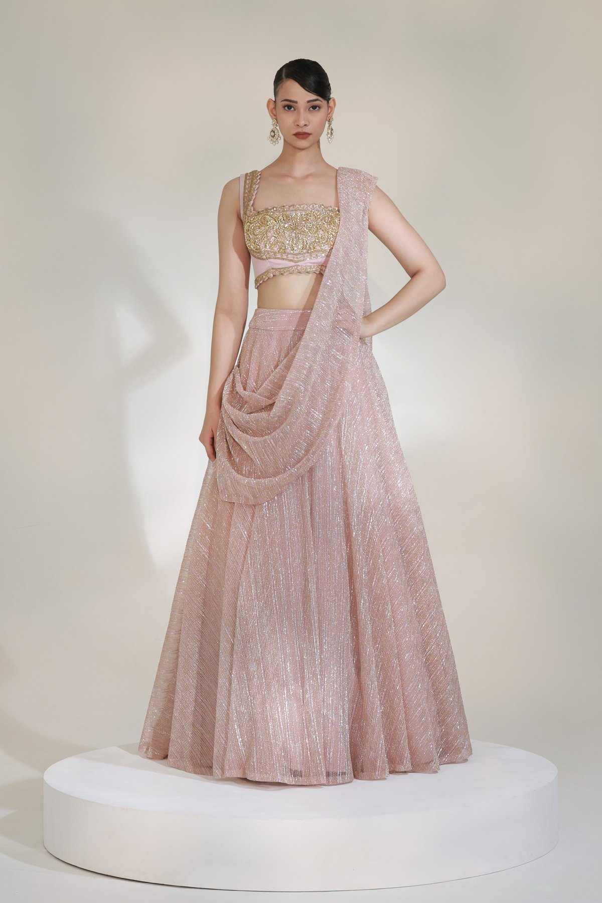 Jashn Drape Lehenga Set
