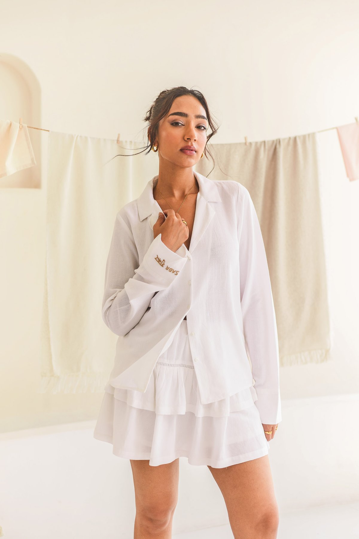 Linen Shirt with Embroidery Detail