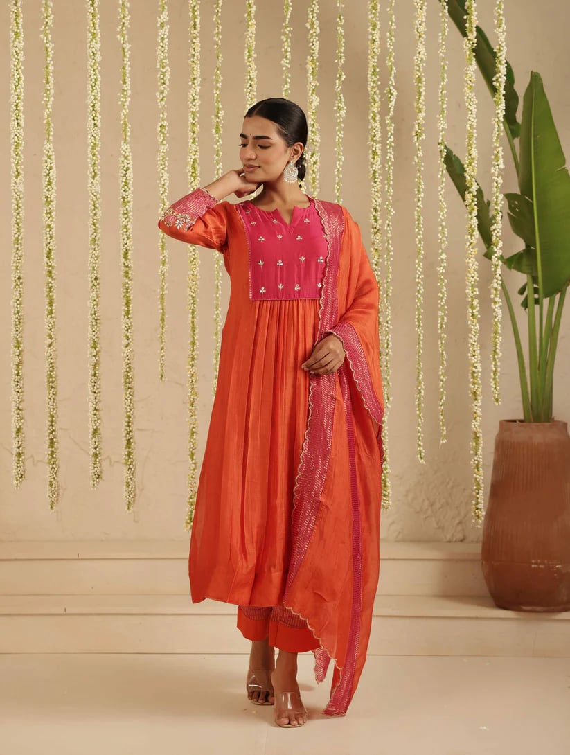 Burnt Orange Rani Gota Patti Suit Set